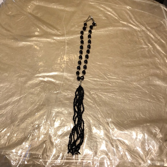 Vintage Jewelry - Dangling Vintage Black Choker Necklace